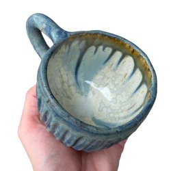 Hyggekop - keramik kop - creme rustik - Sortbl