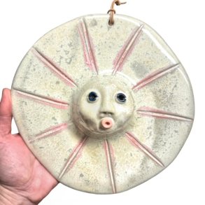 Sol -keramikfigur til vggen - Rosa strler