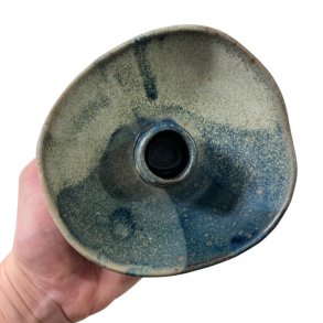 Keramik lysestage - organisk - Blgrn