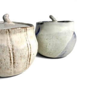 Unika lgkrukke - keramik - Creme rustik prget