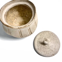 Unika lgkrukke - keramik - Creme rustik prget