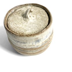 Unika lgkrukke - keramik - Creme stribet