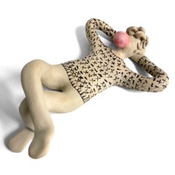 Bubblegum blsende fyr- hnge/ ligge keramik figur