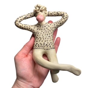 Bubblegum blsende fyr- hnge/ ligge keramik figur