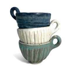 Stille stund - Keramik kop - Lys rillet