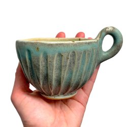 Stille stund - Keramik kop - grn rillet