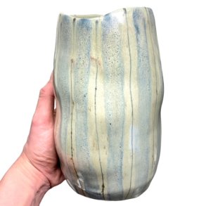 Blget - unika keramik vase - Mint bl strib