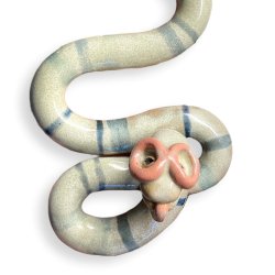 Brilleslange - keramik vgfigur - bl strib