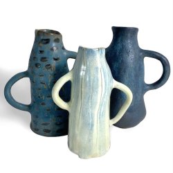 STDIG- keramik vase - Bl plettet