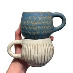 Stille stund - keramik kop - rillet creme rustik