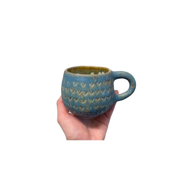 Knitters mug - keramik kop - blgrn