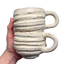 Hyggekop - keramik kop - creme rustik - vandret