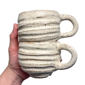 Hyggekop - keramik kop - creme rustik - vandret