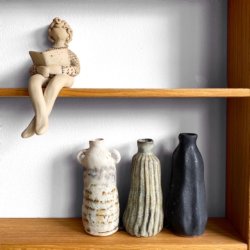 Organisk - keramik vase - sort rustik