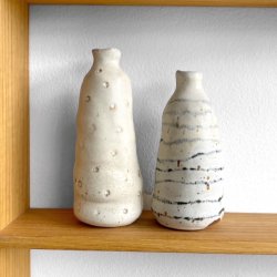Organisk - keramik vase - creme strib