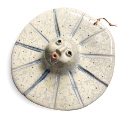 Sol -keramikfigur til vggen - bl strler