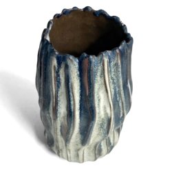 Rillet unika cylinder keramik vase -  bl creme