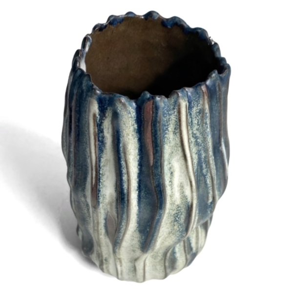 Rillet unika cylinder keramik vase -  bl creme