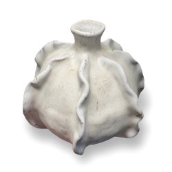 Frynse keramik vase - hvid