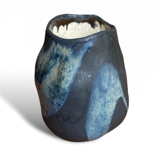 Unika keramik vase - krukke - blsort