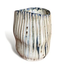 Rillet unika keramik vase - krukke - rillet rustik mix