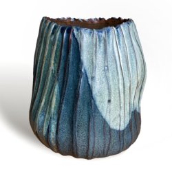 Rillet unika keramik vase - krukke - multi 