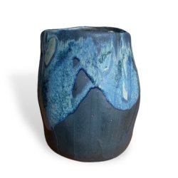 Stor unika keramik vase - krukke - Blsort