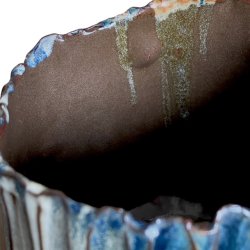 Rillet unika keramik vase - krukke - multi 