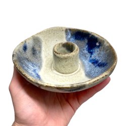 Keramik lysestage - organisk blgeskvulp