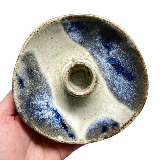 Keramik lysestage - organisk blgeskvulp