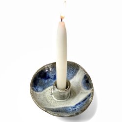 Keramik lysestage - organisk blgeskvulp