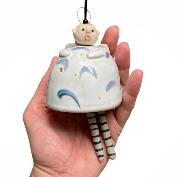 Engel - keramik klokke - blt strejf - stor