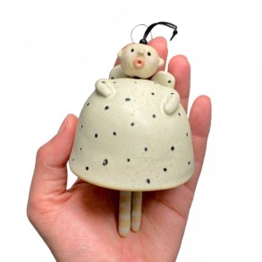 Engel - keramik klokke - prikket - stor