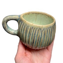 Stille stund - keramik kop - rillet grn
