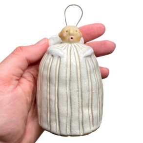 Kugle engel - keramik - lille lang rillet