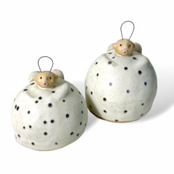 Kugle engel - keramik - Lille prikket