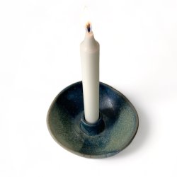 Keramik lysestage - organisk - Blgrn