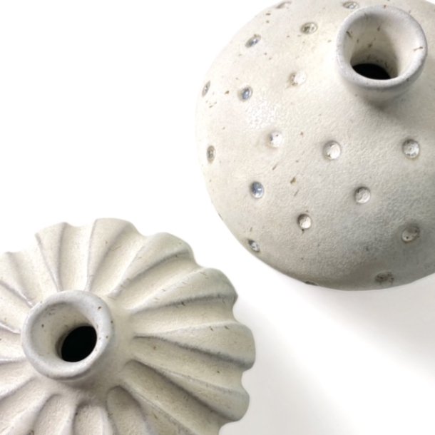Lille srling - unika keramik vase - Rillet creme