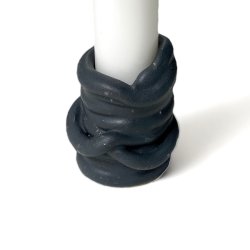 Snirklet keramik lysestage - Sort