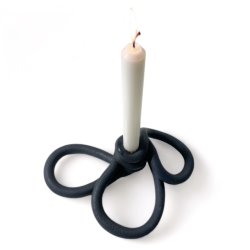 Snirkle snrkle - keramik lysestage - sort 