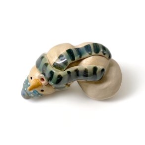 Vltet snemand - keramikfigur - Grn