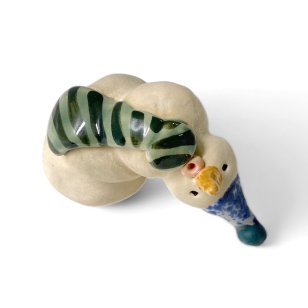 Vltet snemand - keramikfigur - Grn