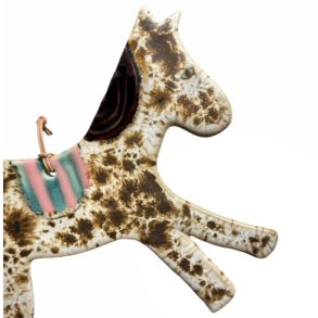 Brunplettet hest - Keramik vgophng - lille