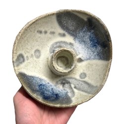 Keramik lysestage - organisk blgeskvulp