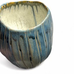 Rillet unika keramik vase - potte - bl�