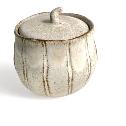 Unika lgkrukke - keramik - Creme rustik prget