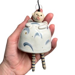 Engel - keramik klokke - blt strejf - stor