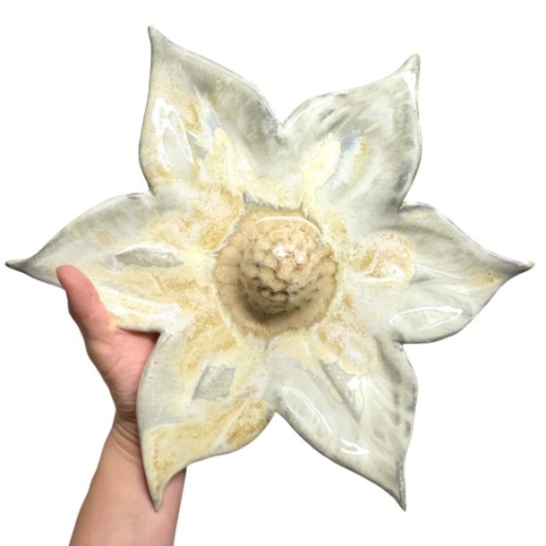 Stor Klematis - Keramik blomst vgophng - Gylden - 36