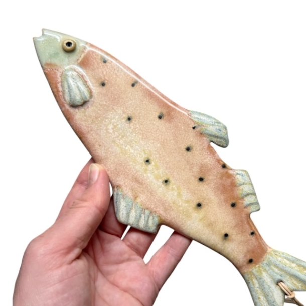 Lkker sild - keramik fisk til vggen - rosa