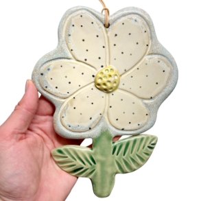 Blomst - keramik blomst vgkunst - Hvid prikket